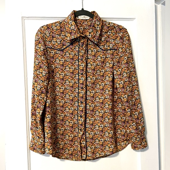 Natural Life Floral Long Sleeve Western Shirt with snaps, Size S - Picture 1 of 4